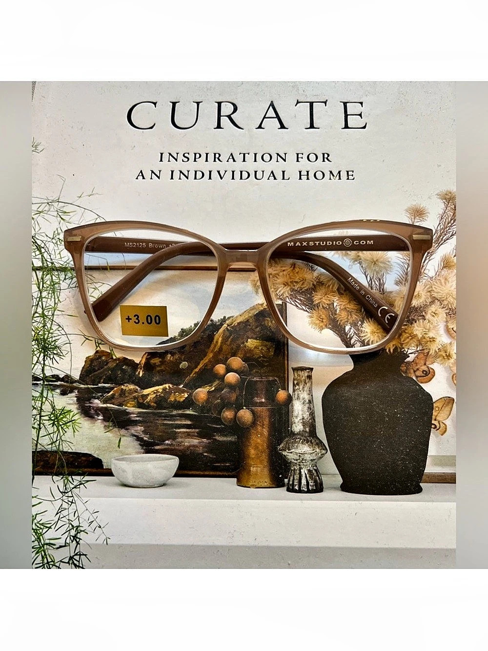 Max Studio Brown Stylish Reading Glasses +3.00 NWT